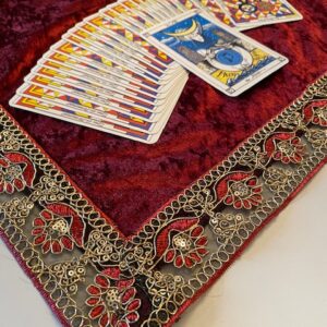 Tapis de cartomancie - Rosa Plume - Rouge profond