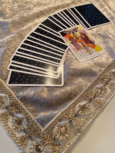 Tapis de cartomancie - Rosa Plume - Blanc champagne