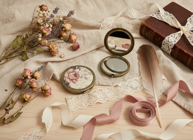 Miroir de poche Rosa Plume - illustré d'une rose