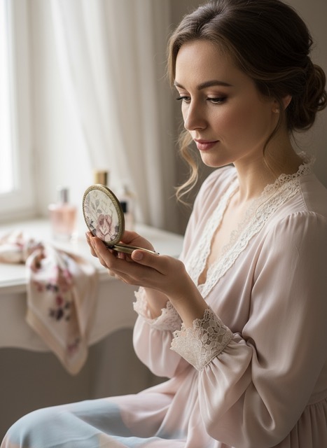 Miroir de poche Rosa Plume