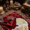 Le Duo "Rituel de Velours" - Tapis & Pochette pour cartes rouge profond
