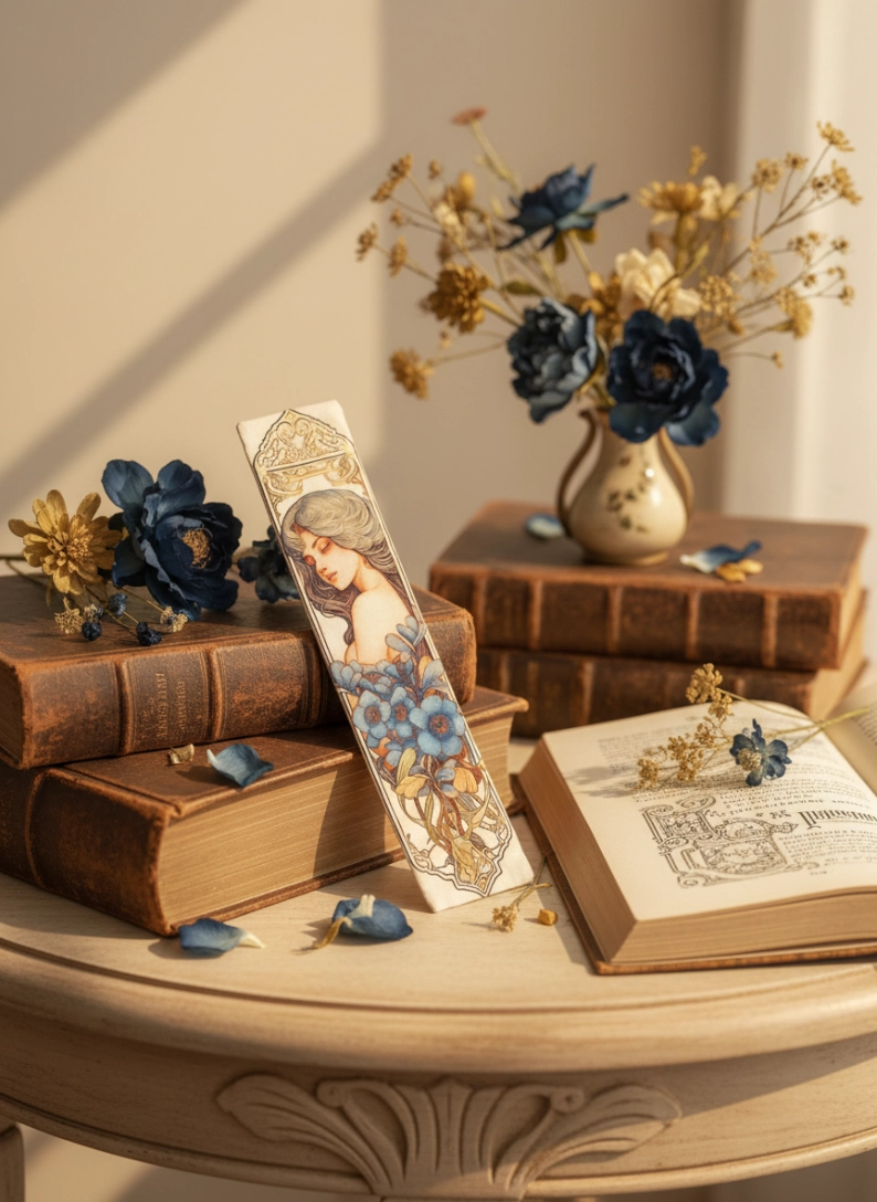 Marque-pages - Rosa Plume - tissu imprimé - Art déco