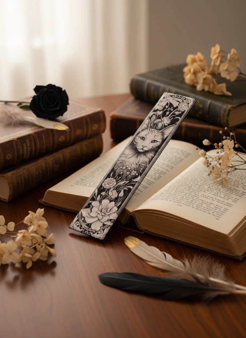 Marque-pages - Rosa Plume - tissu imprimé - Art déco