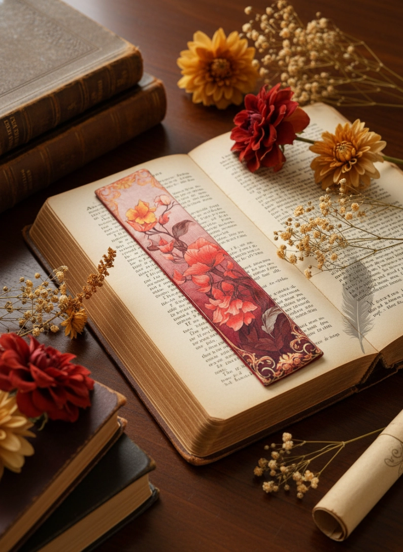 Marque-pages - Rosa Plume - tissu imprimé - Art déco