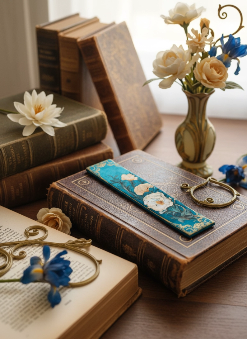 Marque-pages - Rosa Plume - tissu imprimé - Art déco