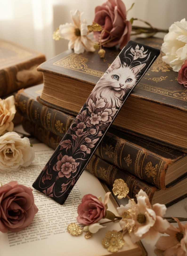 Marque-pages - Rosa Plume - tissu imprimé - Art déco