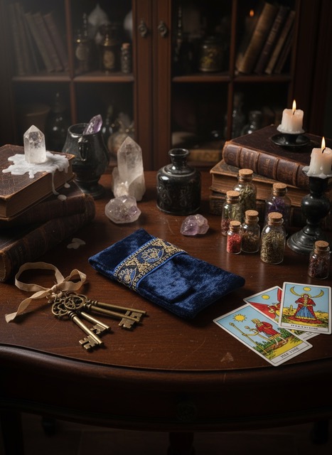 Pochette - cartes de tarot - Bleu nuit - Rosa Plume