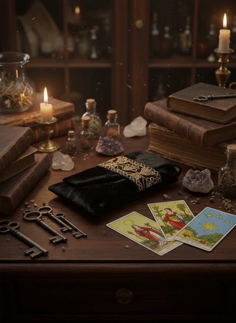 Pochette - cartes de tarot - Noir intense - Rosa Plume