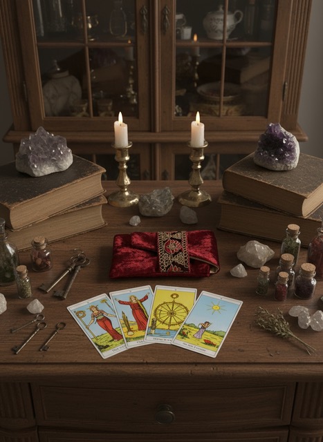 Pochette - cartes de tarot - Rouge profond - Rosa Plume