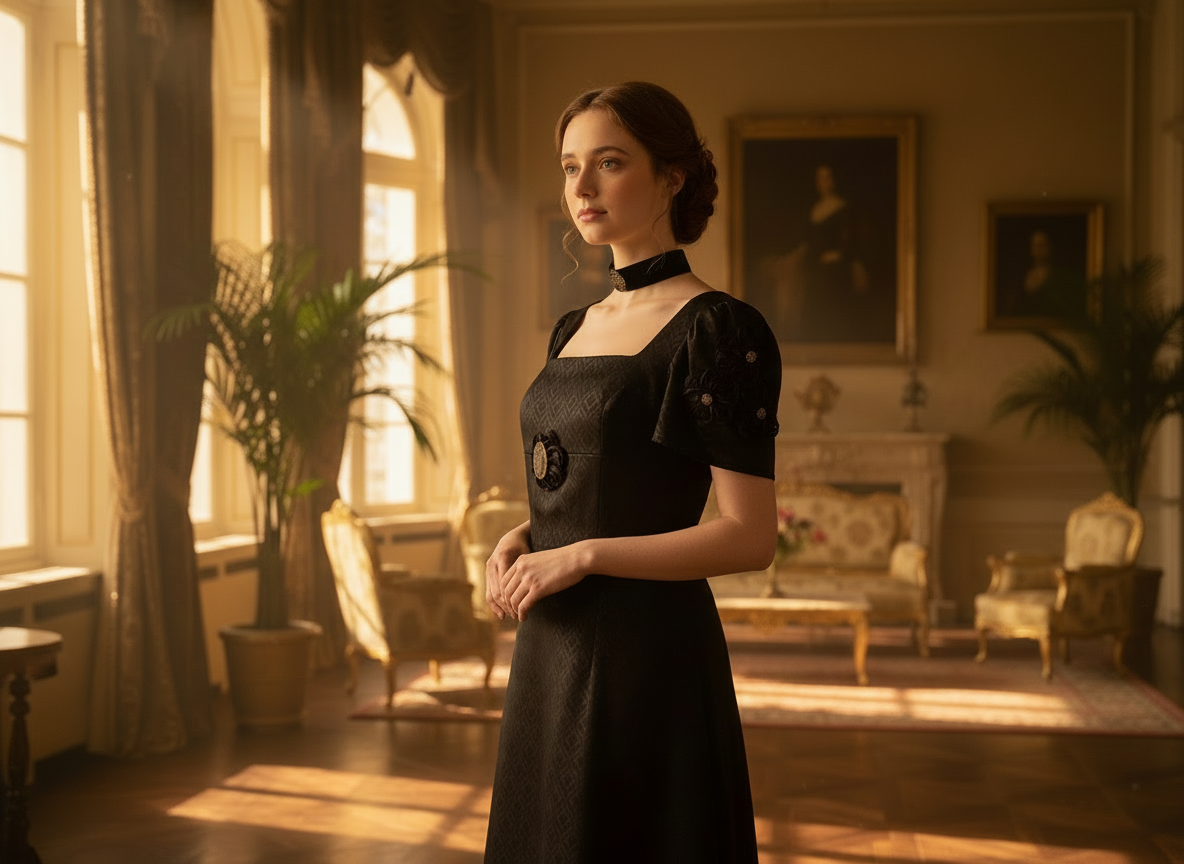 collier ras de cou velours noir avec robe de soirée