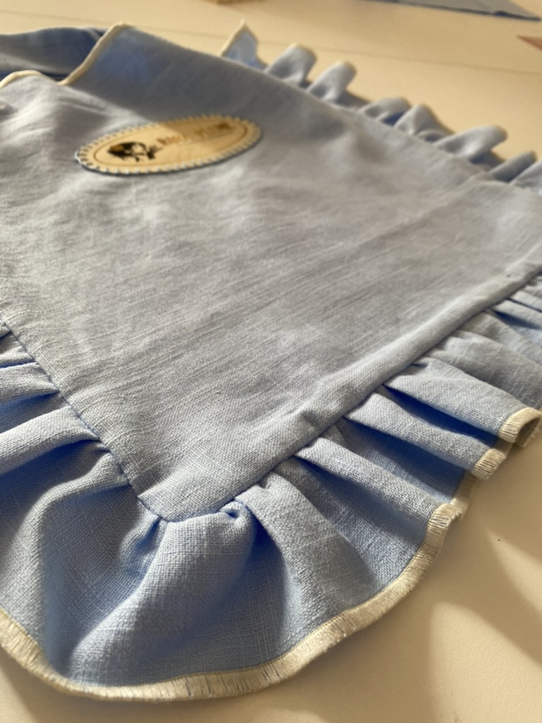 sac cabas à volants "ciel de lin" coloris bleu brume