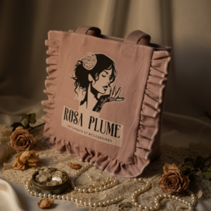 sac cabas coton rose Ro(sa)mantique, pièce unique
