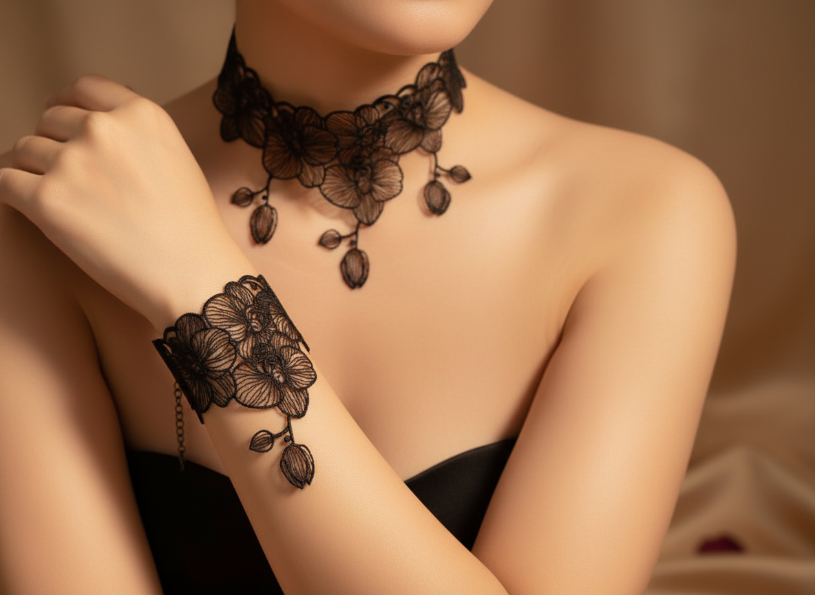 parure collier & bracelet Larmes de Nyx