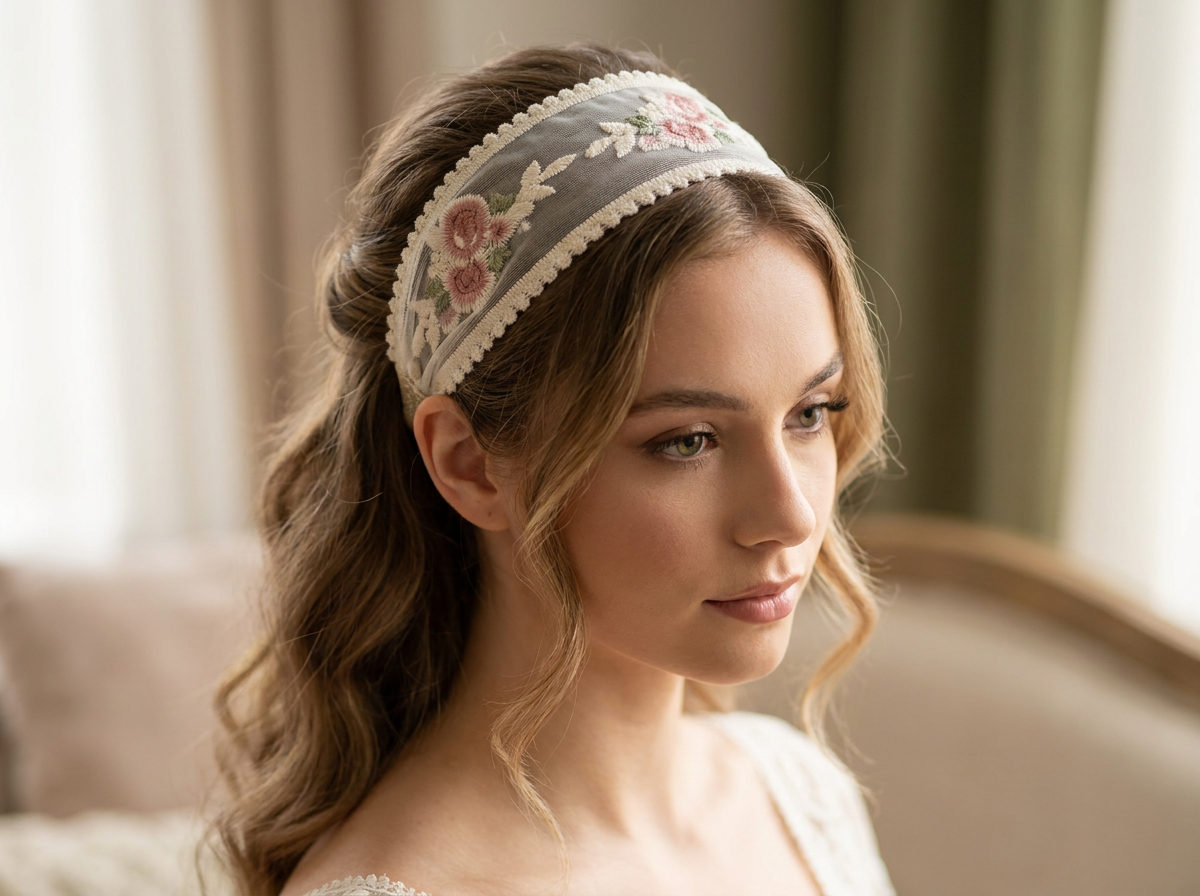 headband dentelle fleurie
