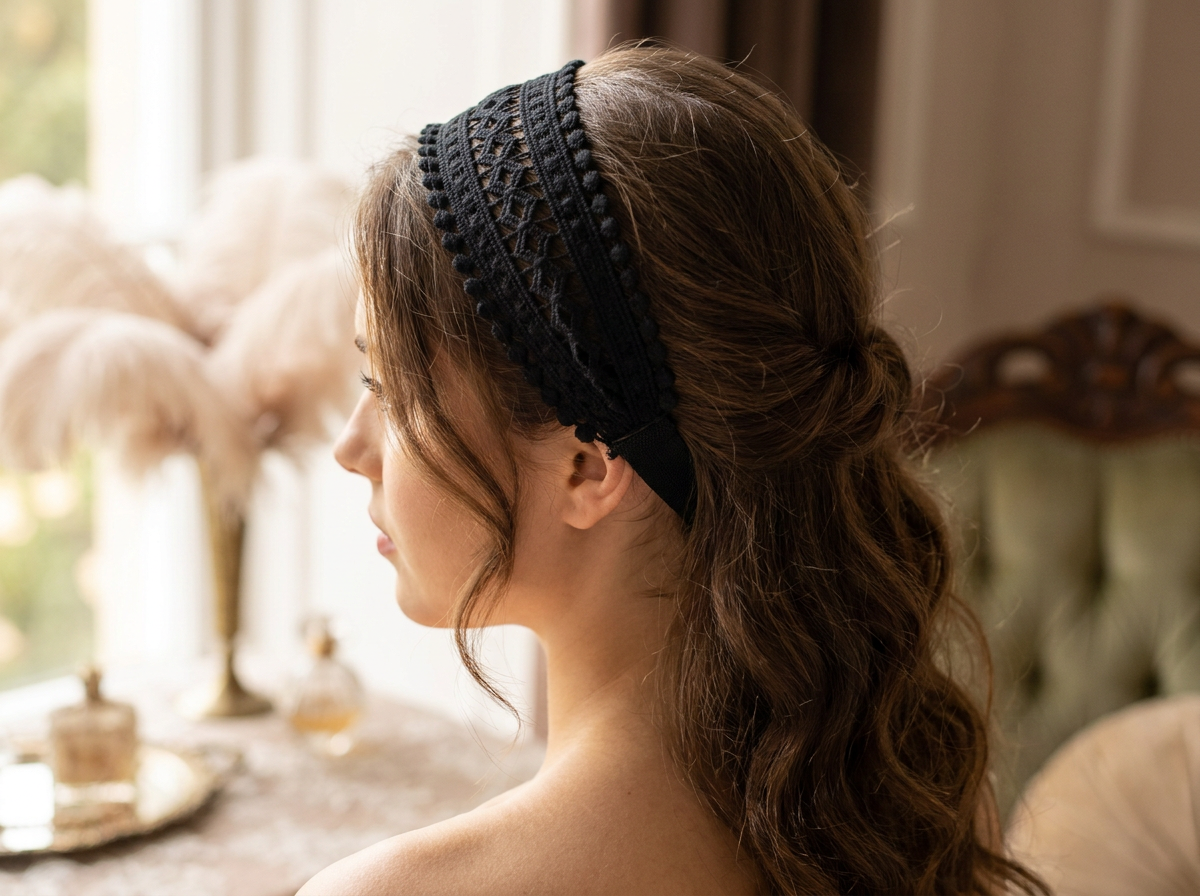 headband dentelle noire